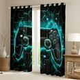 thumbnail image 3 of Feelyou Cyan Games Controller Black Out Curtains, Abstract Stripes Curtains Pack of 2 (42x63 Each), Teens Kids Boys Girls Bedroom Curtains, Window Curtains Decor, 3 of 7