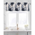 thumbnail image 2 of Navy Blue Palm Leaves Kitchen Valances for Windows Farmhouse Linen Window Valance Curtain for Living Room Window Treatment Tropical Botanical Retro Valance Rod Pocket Topper Drape, 42 x 12 Inch, 2 of 6