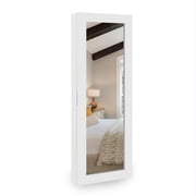 Facilehome Mounted Foldable Swivel Ironing Board Cabinet with Mirror,Heat-Resistant & Water-Repellent Cover,White