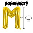 thumbnail image 3 of Globo letra M AOAOParty de papel aluminio dorado de 102 cm, 3 of 6