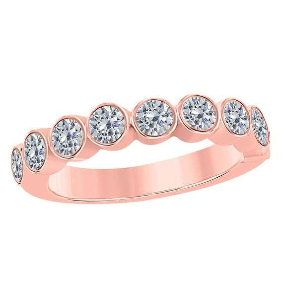Aonejewelry 1 Ct. Ctw 9 Stone Engagement Wedding Band In 14K Solid Rose Gold