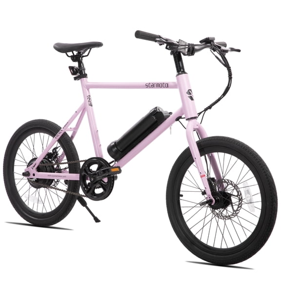JOYSTAR Starmoto 20" Electric Bike with 250W Brushless Motor, 12-15 Miles Range 15.5MPH, 20 Inch Electric Bicycle with Removable Battery, Pink