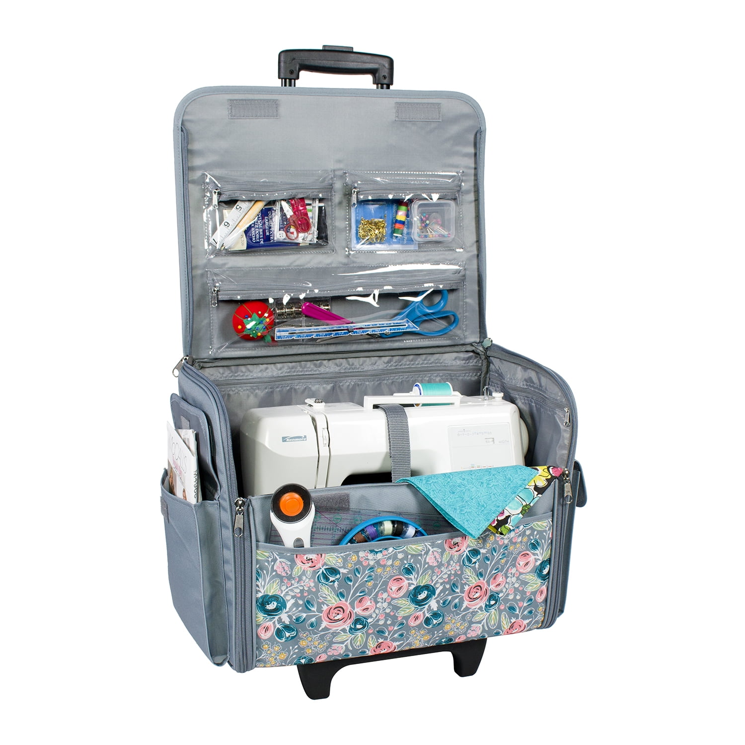 Everything Mary EVM13344-1 4 Wheel Collapsible Sewing Machine Storage Case