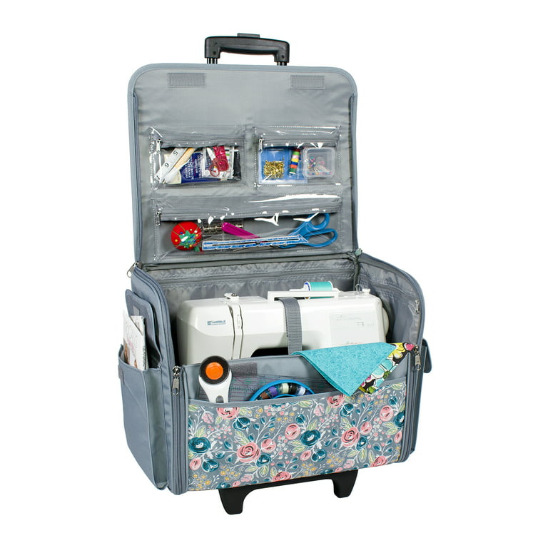Tan Floral XL Rolling Sewing Machine Case, Everything Mary #EVM13476-1