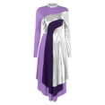 thumbnail image 3 of Lejafay Womens Long Sleeve Liturgical Worship Dance Dresses Purple 3XL, 3 of 7