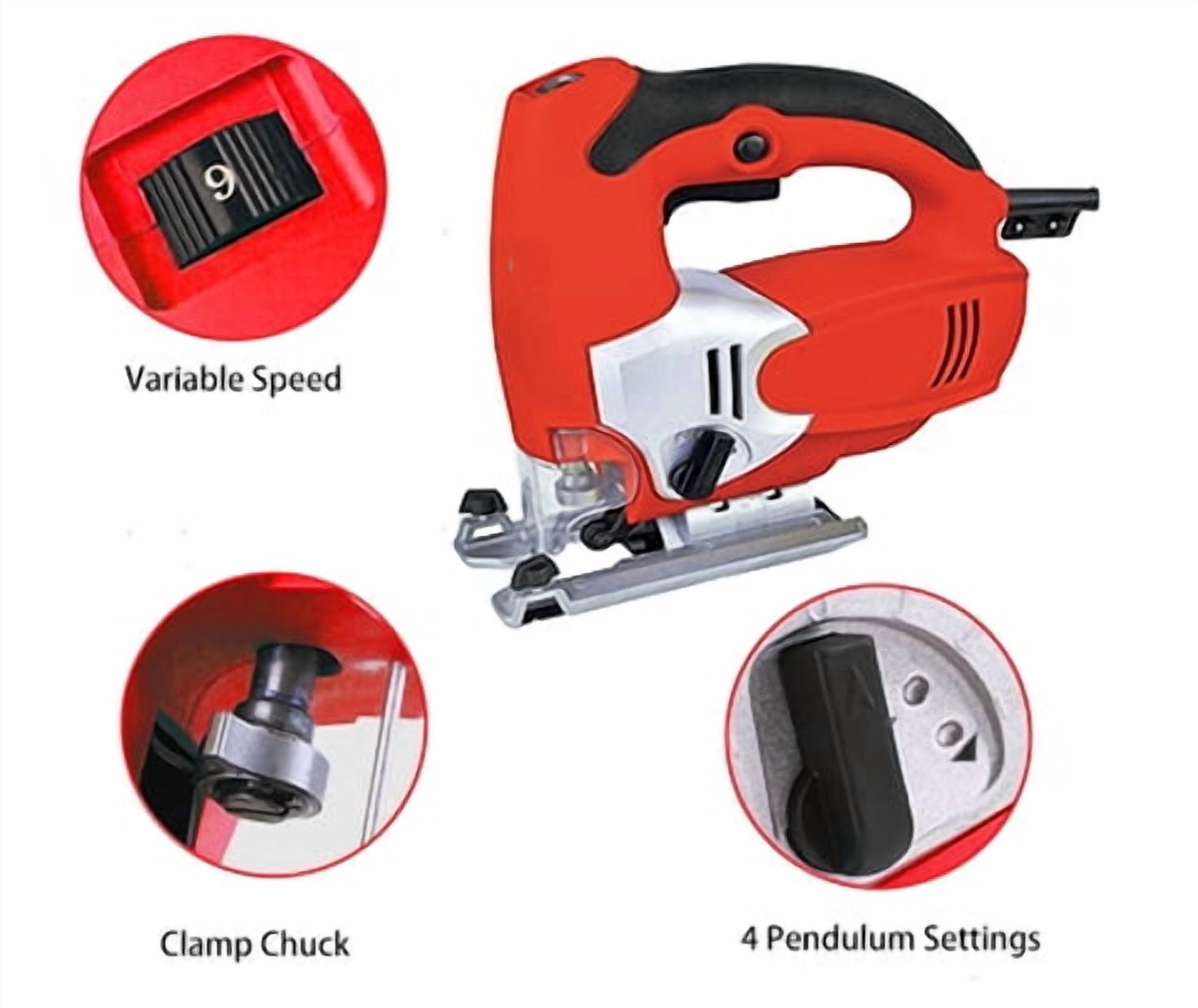 Electric Jig Saw, 2.5A 240V 3.15" Wood Cutting and 10mm Steel, Variable Speed ​​0-3000rpm 650W Cordless Orbital Jigsaw