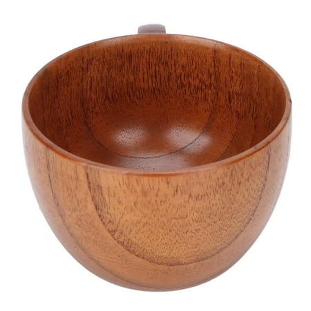 

Water Cup Sturdy Universal Retro Wood Coffee Mug Flat Base With Handle For Office