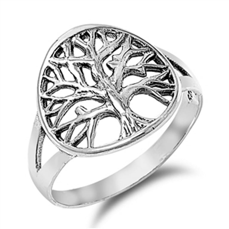 Women s Tree of Life Ring .925 Sterling Silver Band Jewelry Female Male Unisex Size 4