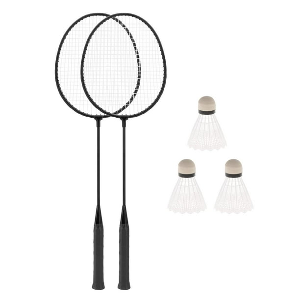 2 raquetas de bádminton con 3 pelotas de nailon. Raquetas profesionales para 2 jugadores. Negro