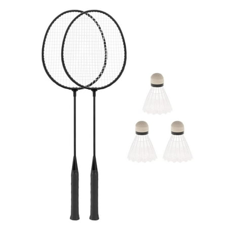 2Pcs Badminton Rackets with 3 Nylon Balls Professional Badminton Shuttlecock Black