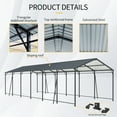 thumbnail image 4 of Kosynda 12x32 FT Heavy Duty Carport with Galvanized Steel Roof and Frame, Metal Car Canopy Large Garage with Anchor Kits for Cars, Trucks, Boats, Grey, 4 of 7