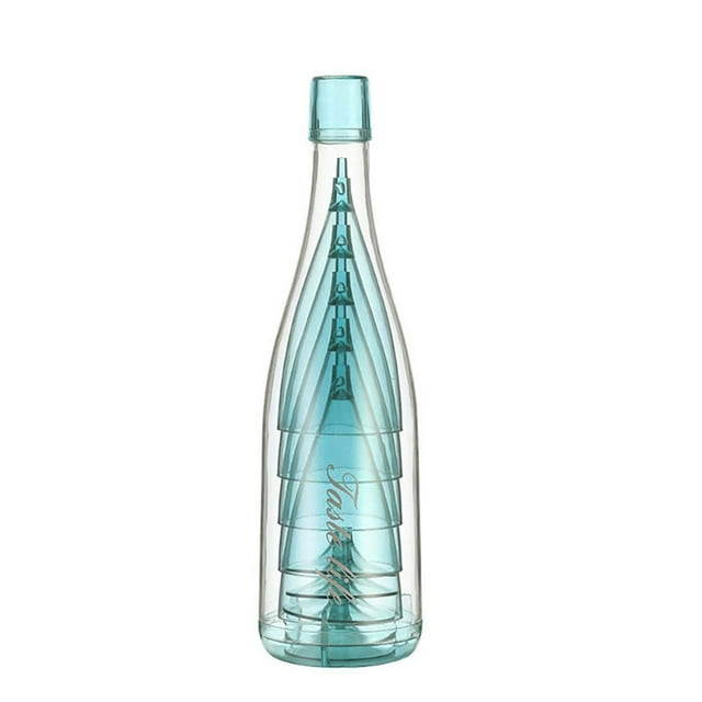 Juego de 5 copas de vino plegables portátiles, copa transparente desmontable,