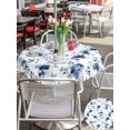 thumbnail image 6 of Outdoor Tablecloth with Umbrella Hole Zipper Indigo Blue Wildflower Round Tablecloth 60" Waterproof Outside Table Cloth Classic Florals Farmhouse Botanical Patio Table Cover Tablecloths for Picnic, 6 of 8