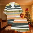 thumbnail image 7 of Womens Sleepwear Fashion Striped Print Comfortable Pajamas Sets Summer Collared Short Sleeve Sleepwear with Shorts Summer Pjs for Women, 7 of 7