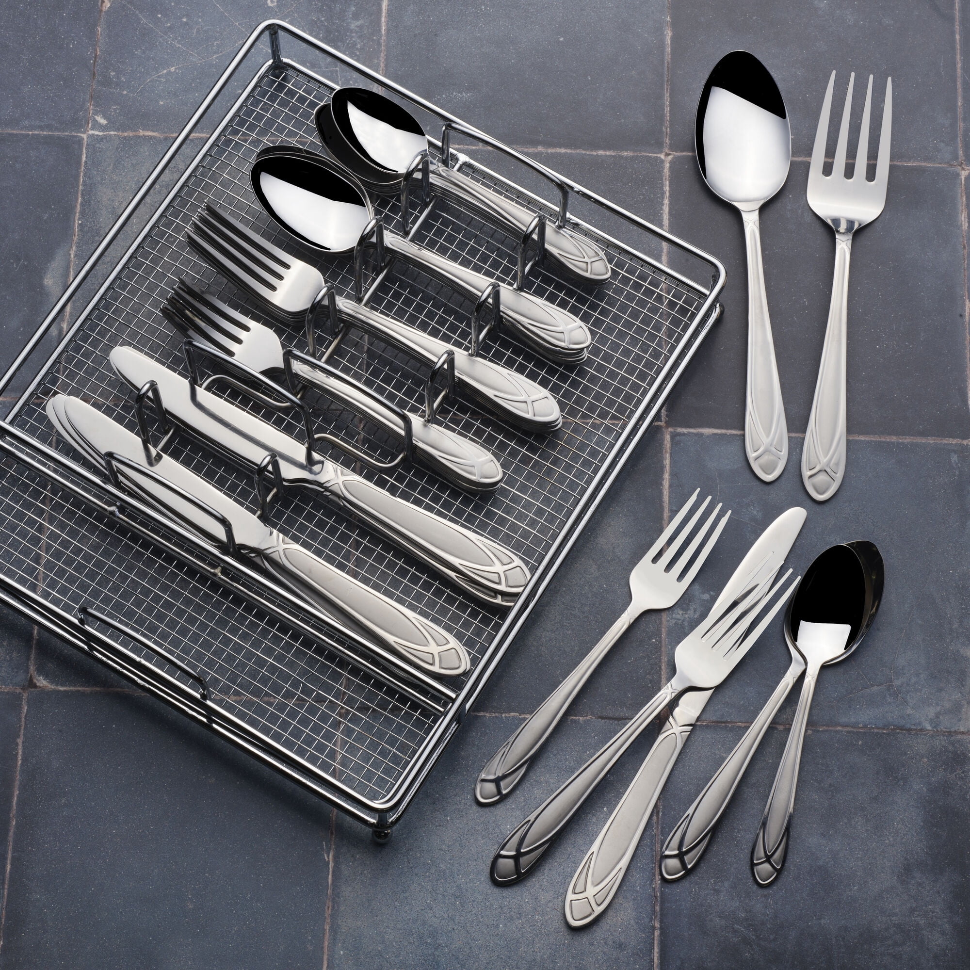 Free Shipping! Pfaltzgraff Mirage Frost 42-Piece Modern Flatware