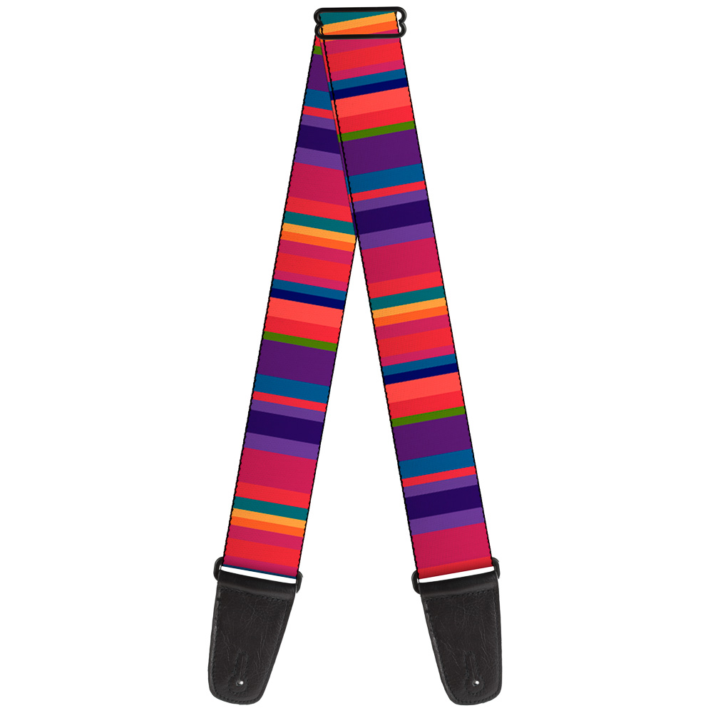 Buckle-Down Guitar Strap, Lines Reds Purples, 2 Inches Wide