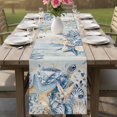 thumbnail image 4 of Blue Turtle Coastal Table Runner 90 Inches, Beach Coral Nautical Starfish Sea Eucalyptus Vintage Bed Runner Dresser Scarves Tabletop for Indoor Outdoor Parties/Ceremony/Banquet, 13" x 90", 4 of 9