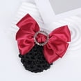 thumbnail image 4 of Bow Hairgrip Non-Slip Tight Elastic Handmade Rhinestone Hair Decoration Headwear Bank Hotel Staff Flight Bow-knot Hairclip Net Hair Accessories, 4 of 8