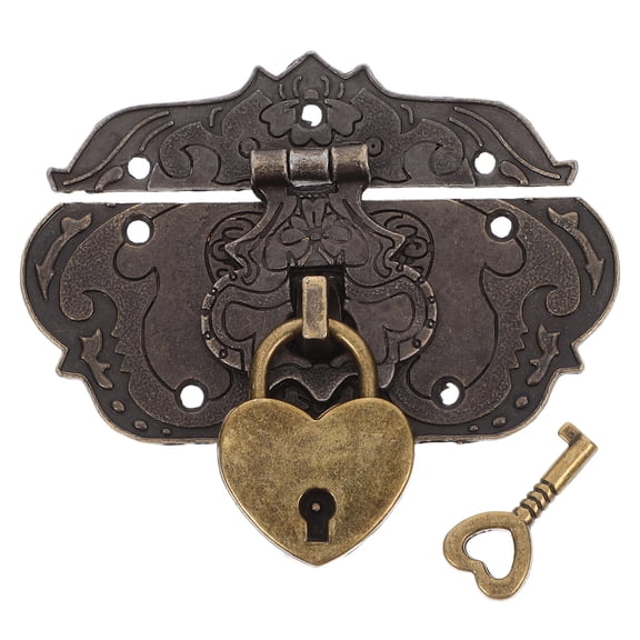 BESTYASH Vintage Decorative Lock Hasp Latch Set for Dark Brown Wooden Boxes, Elegant and Hardware