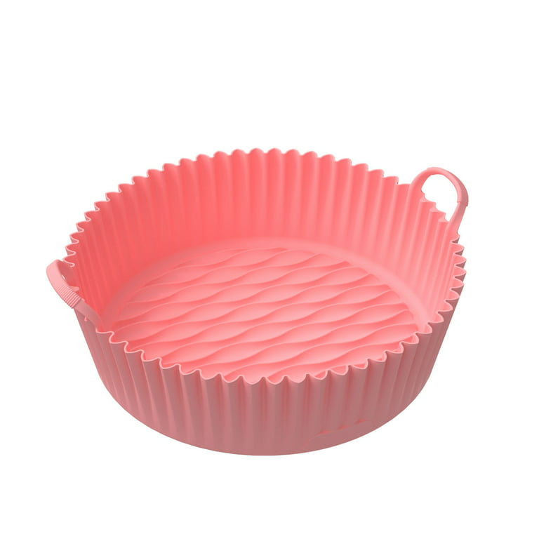 Dishan Double-Handle Baking Pan: Food Grade, Non-Stick Bakeware Silicone Oven Tray for Chicken Nuggets and Grilling, Size: Round, Pink
