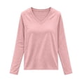 thumbnail image 4 of Hurxie Womens Shirts Long Sleeve Tops V Neck Casual Basic Tee Fall Outfits Breathable Comfort Fabric, Versatile Solid Top Pink,M, 4 of 8