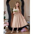 thumbnail image 4 of Oudiya Girls Summer Dress Maxi Spaghetti Strap Ruched Flowy Beach Boho Casual Teen Girl Party Sundress 6-14Y, 4 of 6