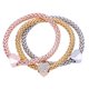 thumbnail image 3 of s Oro Plata para parejas familiares Mujeres Niñas de diamante Hugo Pulseras multicapa, 3 of 4