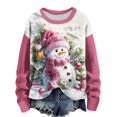 thumbnail image 2 of Riecok Xmas Hoodless Sweatshirt for Women Long Sleeves Collared Neck Wintertime Christmas Funny Graphic Outfit Holiday Sweatshirts Comfy Loose Pullover Hoodless Tops Pink S, 2 of 4