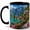 Black, variant on Train Crossing Sunset 11oz Ceramic Mug, Small Town Railway Coffee Cup