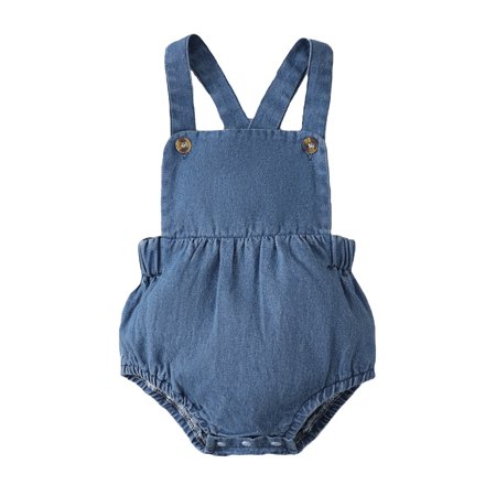 

KIMI BEAR Suspender Shorts For Newborn Baby Girls 9 Months Girls Basic Clothes Casual Solid Color Denim Suspender Shorts 9-12 Months Denim Blue