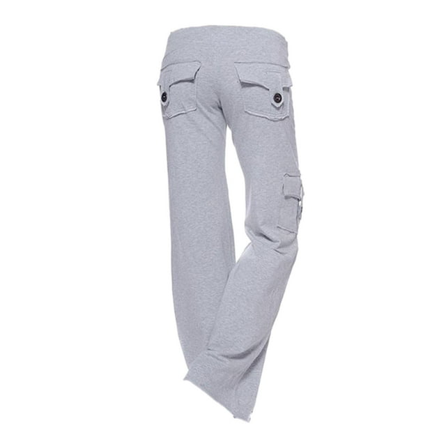 AherBiu Pantalon de Yoga Cargo Extensible Taille Haute à Jambes Larges pour Femmes Grande Taille, TTG