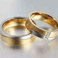 thumbnail image 4 of Titanium Steel Gold Plated Couple Rings Men/Women's Wedding Promise Band Sz 5-12, 4 of 6