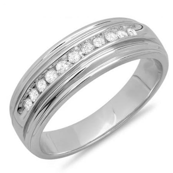 Dazzlingrock Collection 0.28 Carat (Ctw) Sterling Silver Round Diamond Men's Anniversary Wedding Band 1/4 CT, Size 10