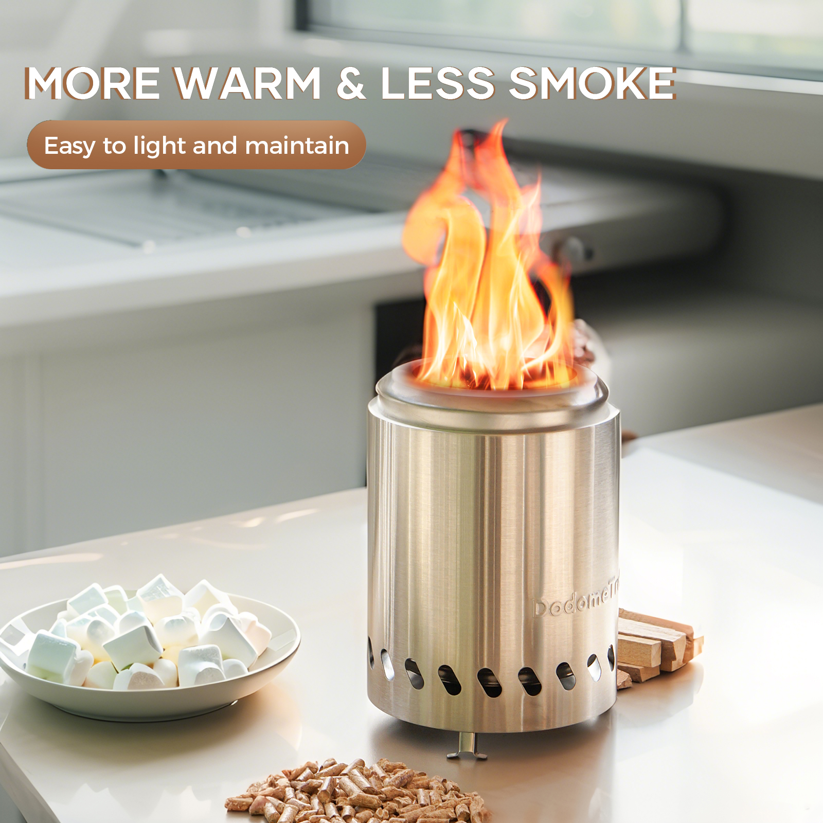 Dodometrek Smokeless Fire Pits for Outside, Portable Firepit Outdoor, 7in Tabletop Firepit Stainless Steel