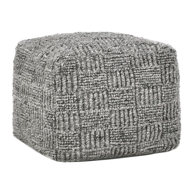 Pemberly Row Pouf Transitionnel 18 Pouces en Tissu Recyclé pour Intérieur et Extérieur Gris