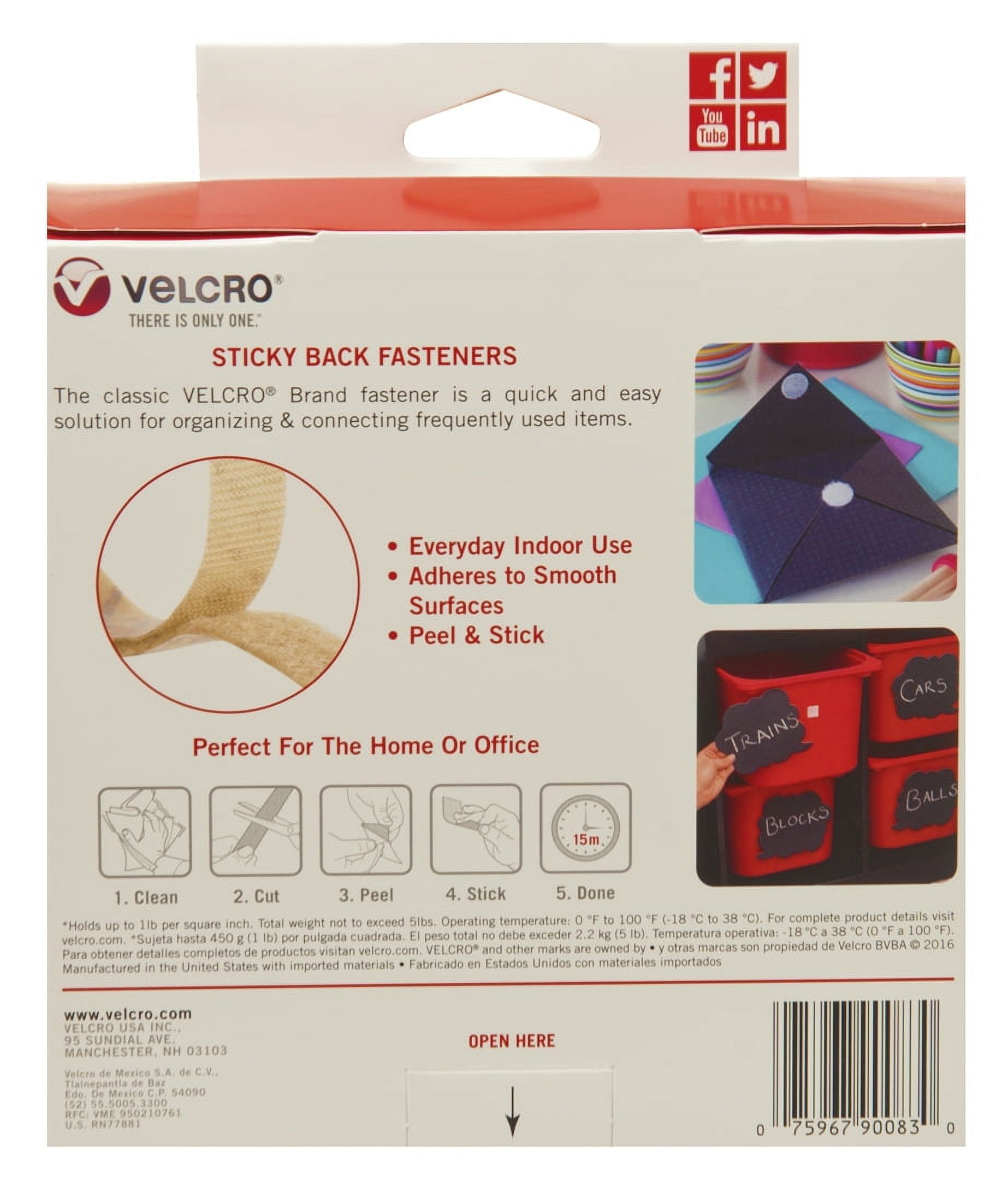 VELCRO Brand 3/4 In. x 5 Ft. Beige Sticky Back Reclosable Hook & Loop Roll