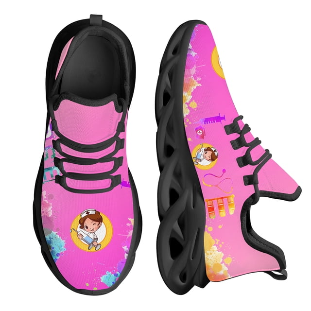 Zapatos de hospital con plataforma y estampado degradado para mujer, zapatillas de tenis cómodas de malla ligera para mujer
