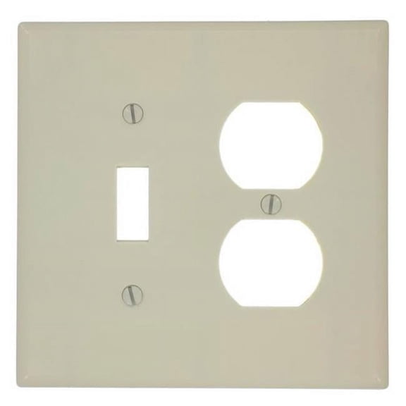 Duplex Device Combination Wallplate, Midway Size - Ivory
