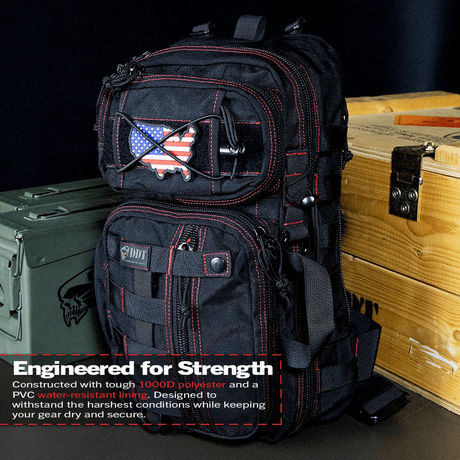 Death Dealer Tactical Assassin Sling EDC Bag w/DDT Logo Patch, Color Bloodline