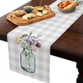 thumbnail image 2 of Table Runner Dresser Scarves 70 Inch Long, Watercolor Blossom Flower with Vase Linen Dining Table Runners Gray and White Checker Lattice Tabletop Scarf for Wedding Holiday Party Kitchen, 2 of 7