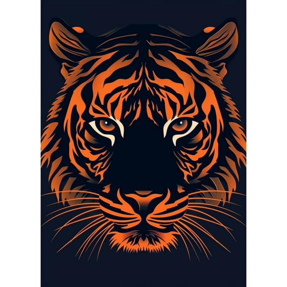 5D Diamond Art Orange Tiger Head DIY Paint with Full Drill Round Diamond Gems Painting by Number Kits for Adults Art Craft Home Wall Decor 11.8x15.8in(2)