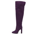 thumbnail image 2 of FSJ Women Chunky High Heel Thigh High Boots Round Closed Toe Stretch Over The Knee Long Boot Side Zip Walking Comfort Shoes Size 12 Purple, 2 of 4