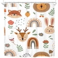 thumbnail image 5 of Kids Baby Woodland Boho Shower Curtain for Bathroom Accessories 72Wx72H Inch Animals Cartoon Cute Funny Colorful Flowers Rainbow Children Fabric Bathroom Decor 12 Pack Plastic Hooks, 5 of 5