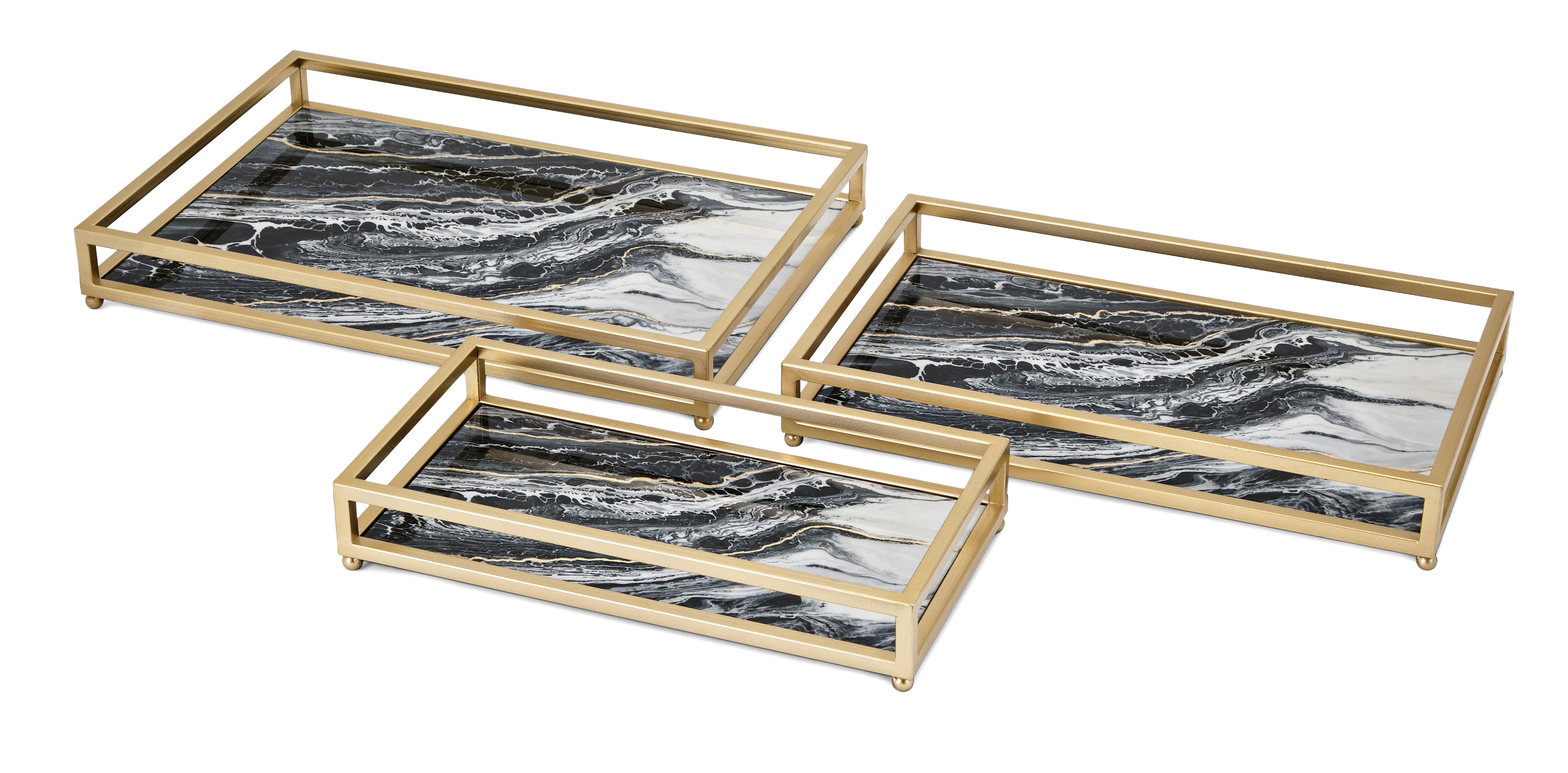 Contrast Faux Marble Decorative Trays Set of 3