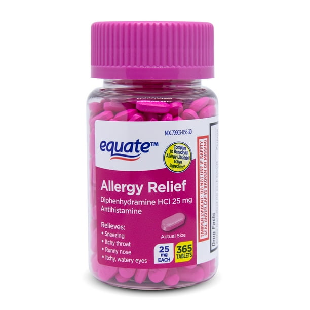 Equate Allergy Relief Tablets with Diphenhydramine HCl 25mg
