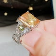 thumbnail image 3 of Cocktail Wedding Women's Ring Simulated Yellow Citrine 14K White Gold Plated Silver, 3 of 3