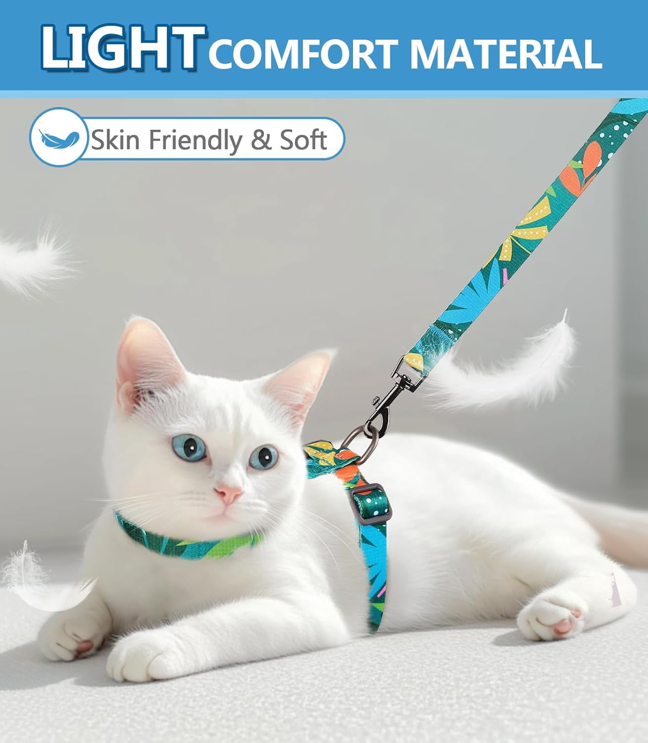 Cat Harness and Leash Set, 3-in-1 Adjustable & Lightweight, Escape-Proof, Comfortable Soft Kitten Harness for Large Cats, Safe, Easy to Wear, Outdoor Walking Travel