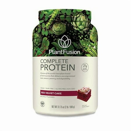 PlantFusion Complete Plant Based Protein Powder, Red Velvet Cake, 21g Protein, 2.0 Lb