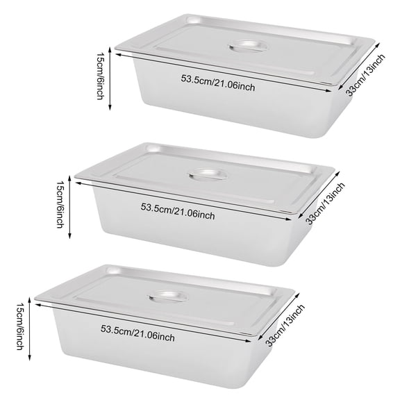 3 Pcs-6 Inch Deep Steam Table Pans With Lid  Full Size Stainless Steel Hotel Pan