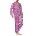 thumbnail image 2 of Cauagu Pink Roses Print Men's Long-Sleeve Pajama Set,Soft Button-Front 2Pjs for Men Long Sleeve Men’s Sleepwear-Large, 2 of 7